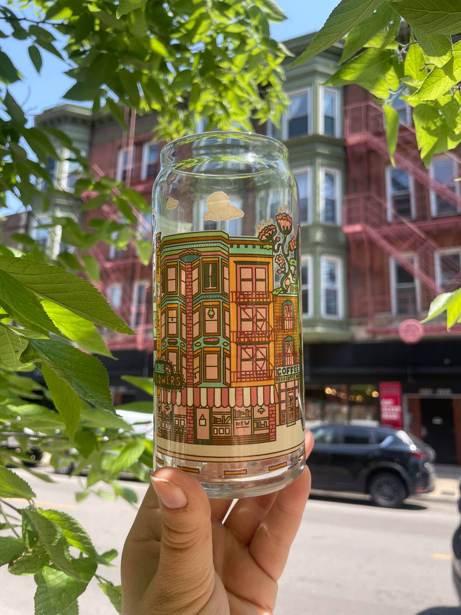 Cheerware - Wholesale Drinking Glass/Cup - Chicago Northish Side 20oz Can Glass | shops, train & bean2