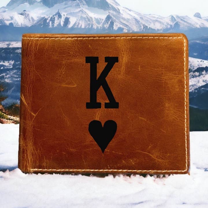 King of Hearts Premium Buffalo Leather Bifold Wallet for wholesale by Texan Customs