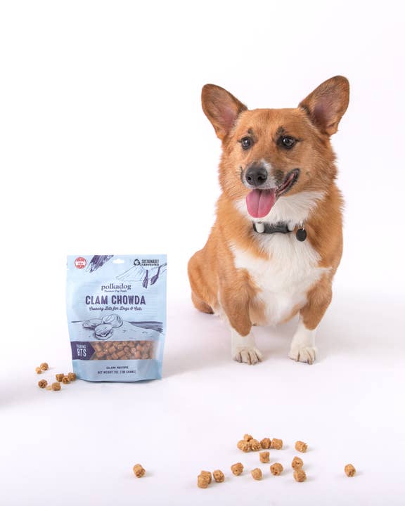 Pet Palette Distribution - Wholesale Pet Treats - Dog - Polkadog Clam Chowda Training Bits Crunchy Dog & Cat Treats2