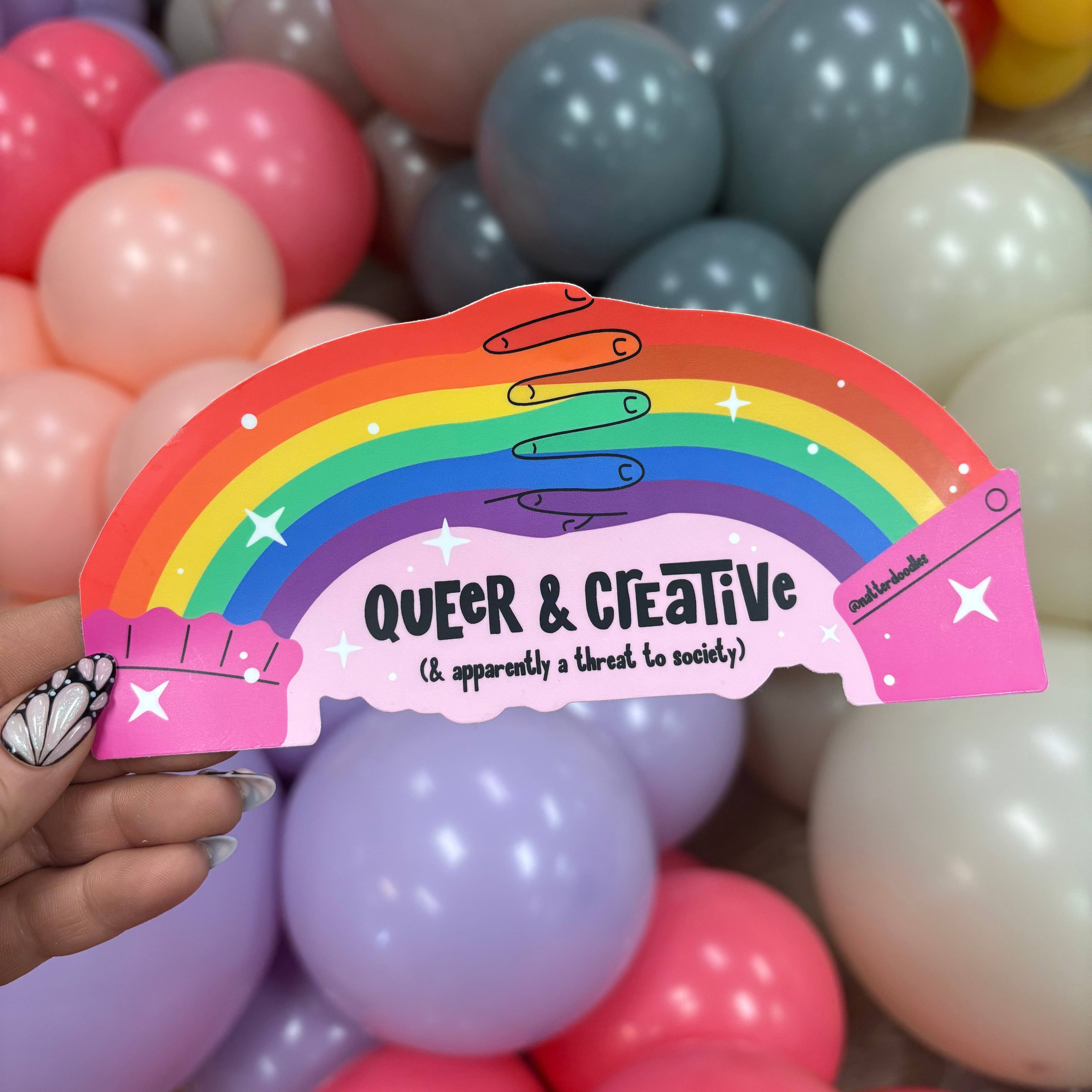 NatterDoodle - Wholesale Sticker - Queer and Creative and Apparently, Threat to Society Sticker8