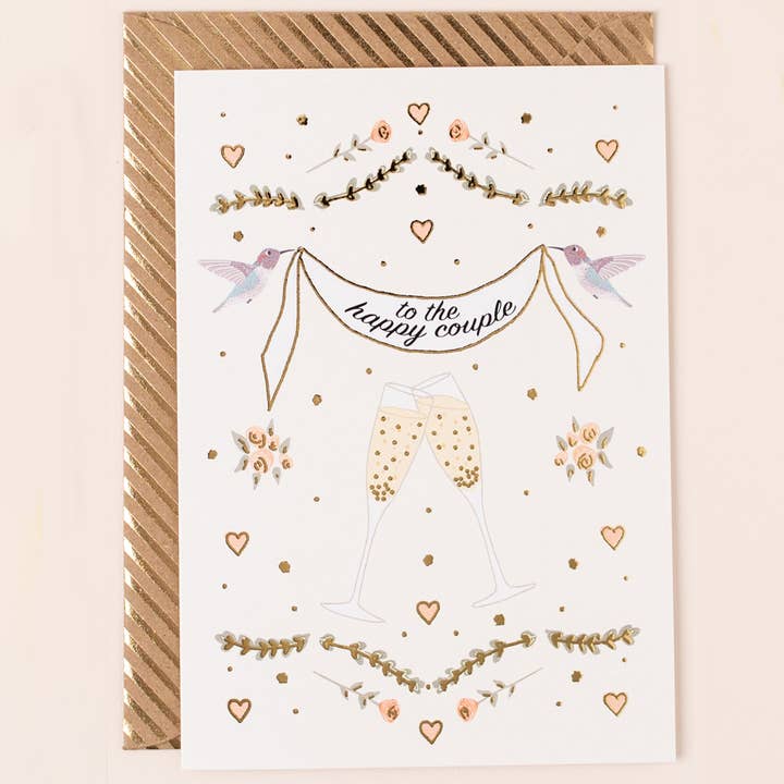 Wedding Card Happy Couple Toast for wholesale by Apple & Clover