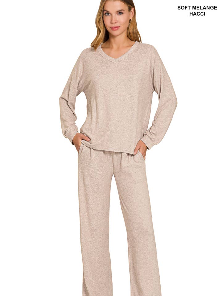 .0806 Ensemble Tee à Manches Longues et Pantalon Soft Melange SI-28072 pour la vente par 42POPS