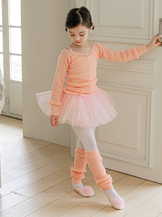 Ensemble 2 pièces : Haut en tricot de ballet pour fille à enfiler et chauffe-jambes pour la vente par pied a terre