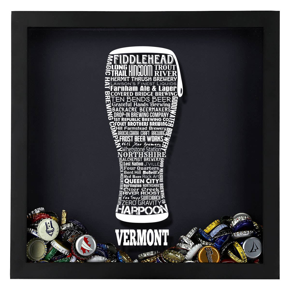 Torched Products - Vendita all'ingrosso Decorazione da parete 3D - State Beer Cap Shadow Box, nero, tipografia della birra artigianale41