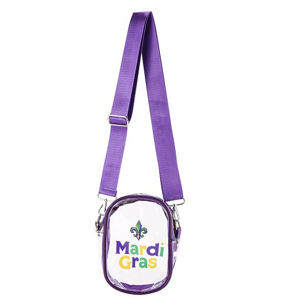 Mala tiracolo Mardi Gras transparente para senhora em pele sintética por atacado de Nima Accessories Inc