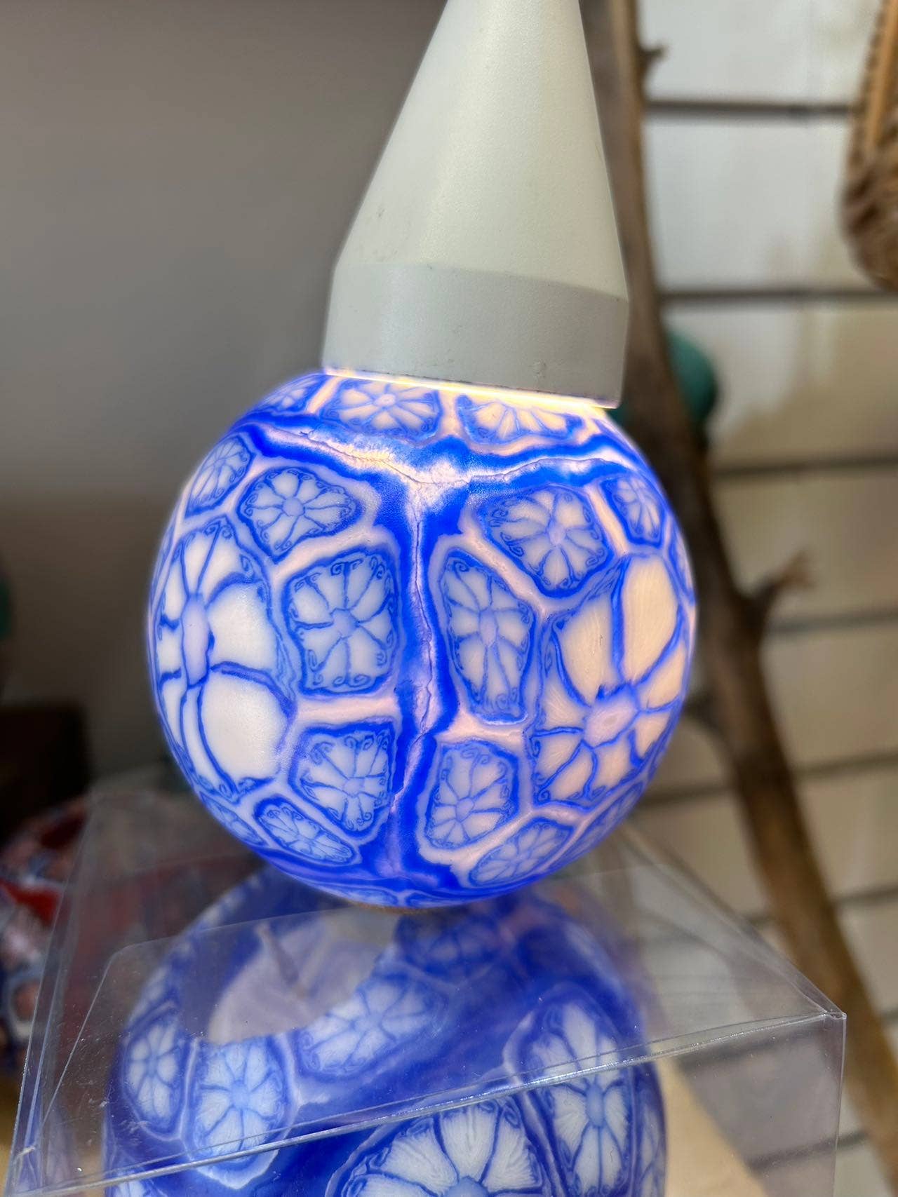 Alans Candle - Vente Bougie en bocal - Idée cadeau de Noël à bougie sphérique artisanale en dentelle Indigo13