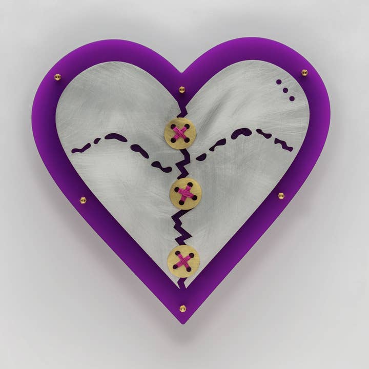 buttoned-up broken heart for wholesale by Angela Ridgway