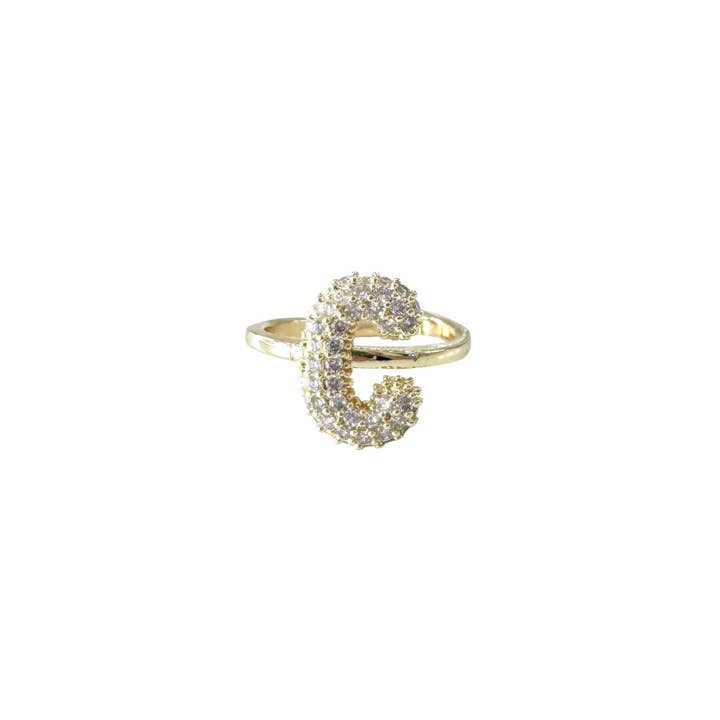 Gemelli - Wholesale Cocktail/Statement Ring - Bubble Pave Initial Ring- Individual GOLD