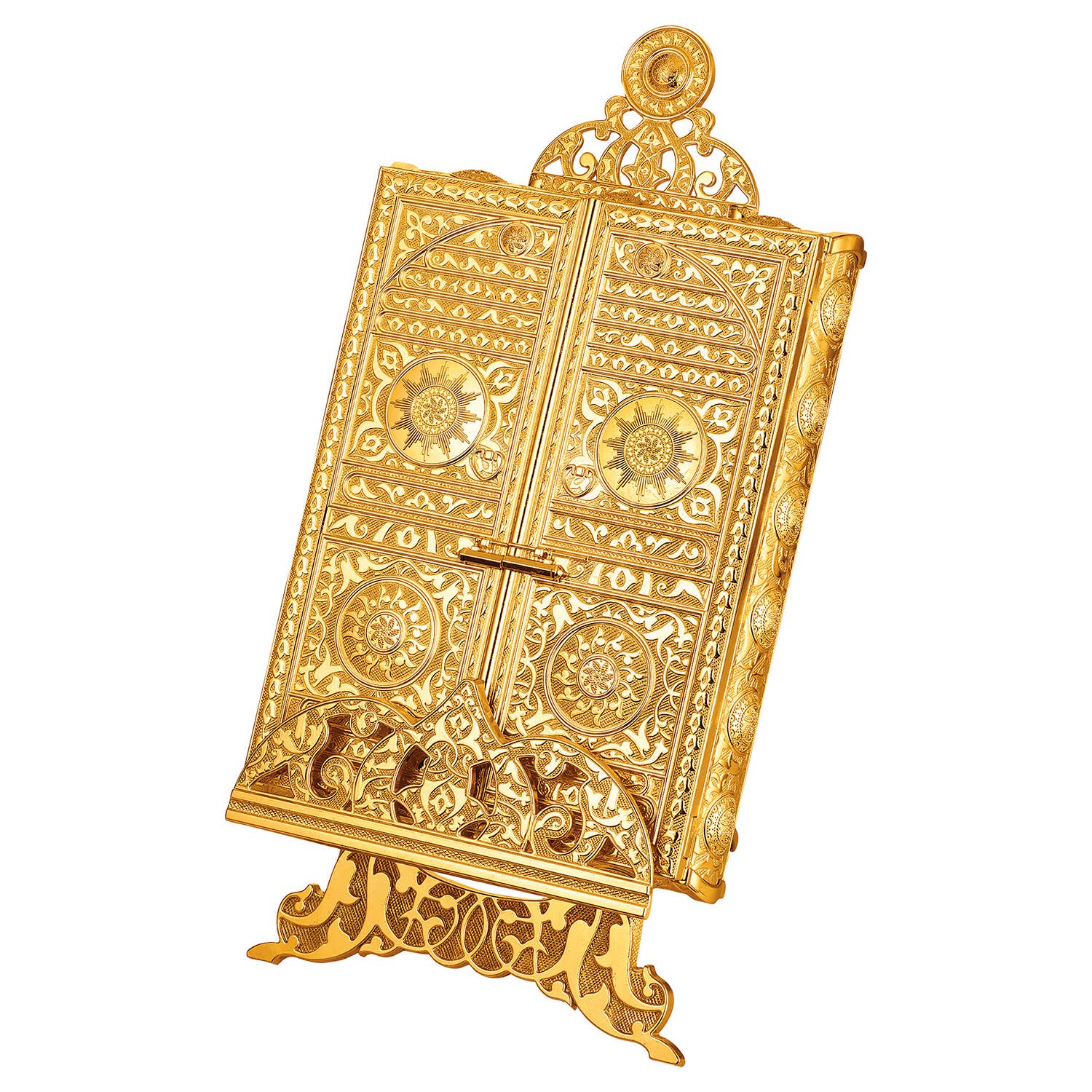 Hakan - Wholesale Decorative Box - Luxury Metal Quran Box with Stand, Gold, and Nickel0