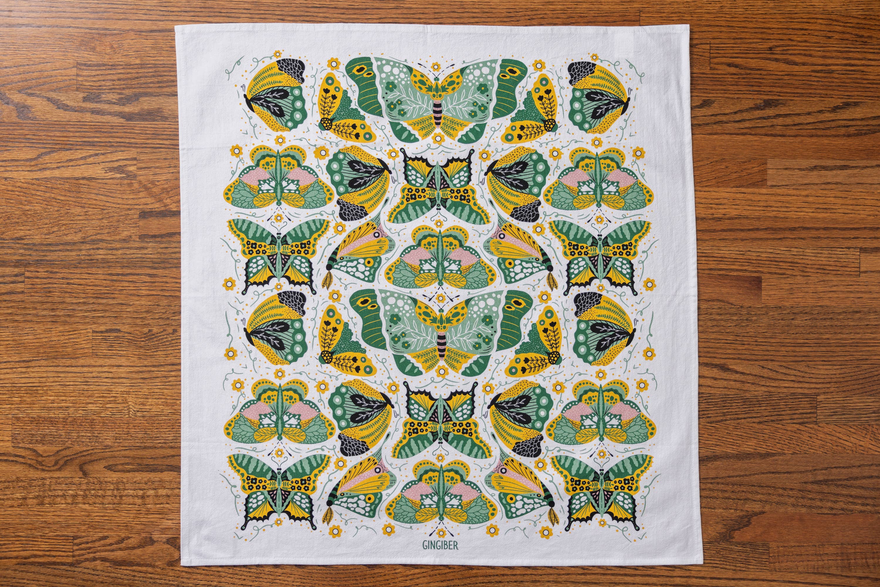 Gingiber - Vendita all'ingrosso Strofinacci - Strofinaccio Notturno Farfalla – Botanico, 100% Cotone2