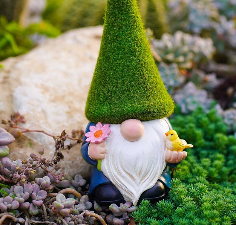 Liffy - Wholesale Garden Gnome - Moss Hat Garden Gnome Resin Figurines Cute Yard Decor6