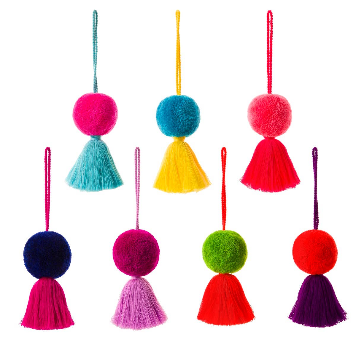 PomPom Galore – Borla/gota de parede decorativa por atacado – Jumbo Pom Pom & Tassel Swag Laranja e Roxo2