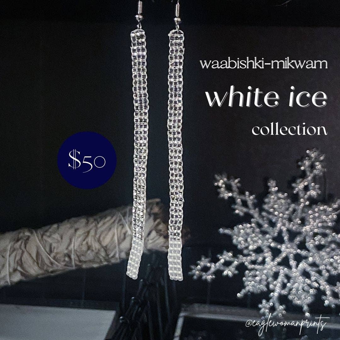Eagle Woman Prints - Wholesale Dangle Earrings - Silver-lined & Matte Brick-Stitch Column Earrings2