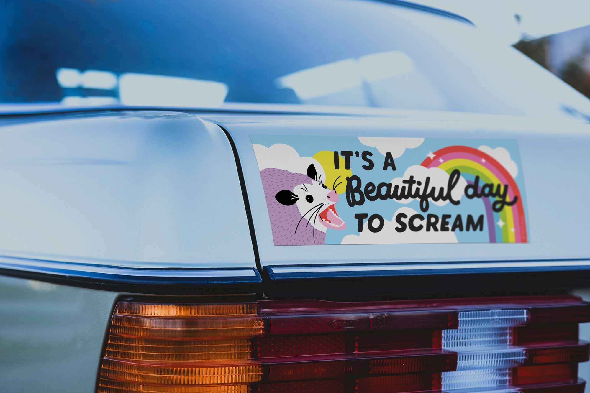 5 Eye Studio - Wholesale Sticker - It's a Beautiful Day to Scream Opossum Bumper Sticker3