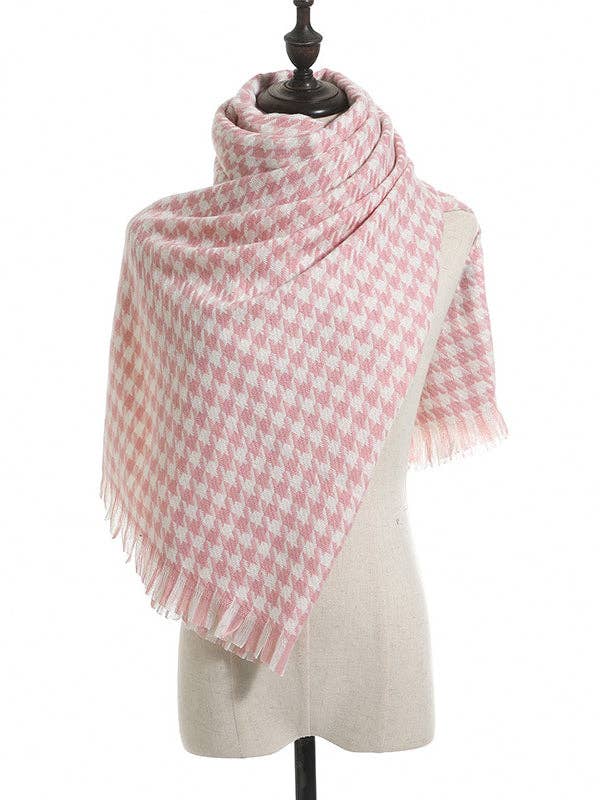 VividLux - Wholesale Scarf - Women's - Fringed Houndstooth Keep Warm Shawl&Scarf13