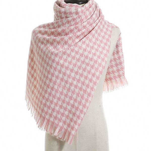 VividLux - Wholesale Scarf - Women's - Fringed Houndstooth Keep Warm Shawl&Scarf13