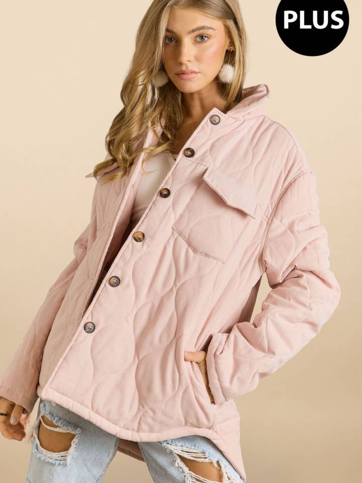 ADORA LA - Wholesale Jacket - Women's - CEJ2640X -PLUS SOLID QUILTED JACKET SIDE POCKET1