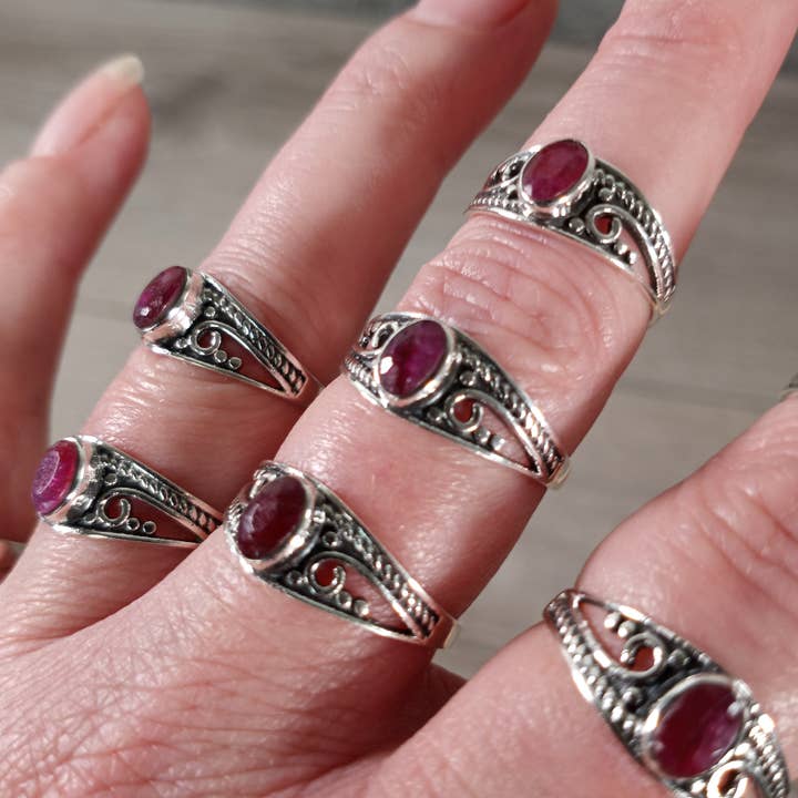 Keystone Crystals – wholesale Single stone/solitaire ring – Gemstone Sterling Silver Ring Witchy Boho Style