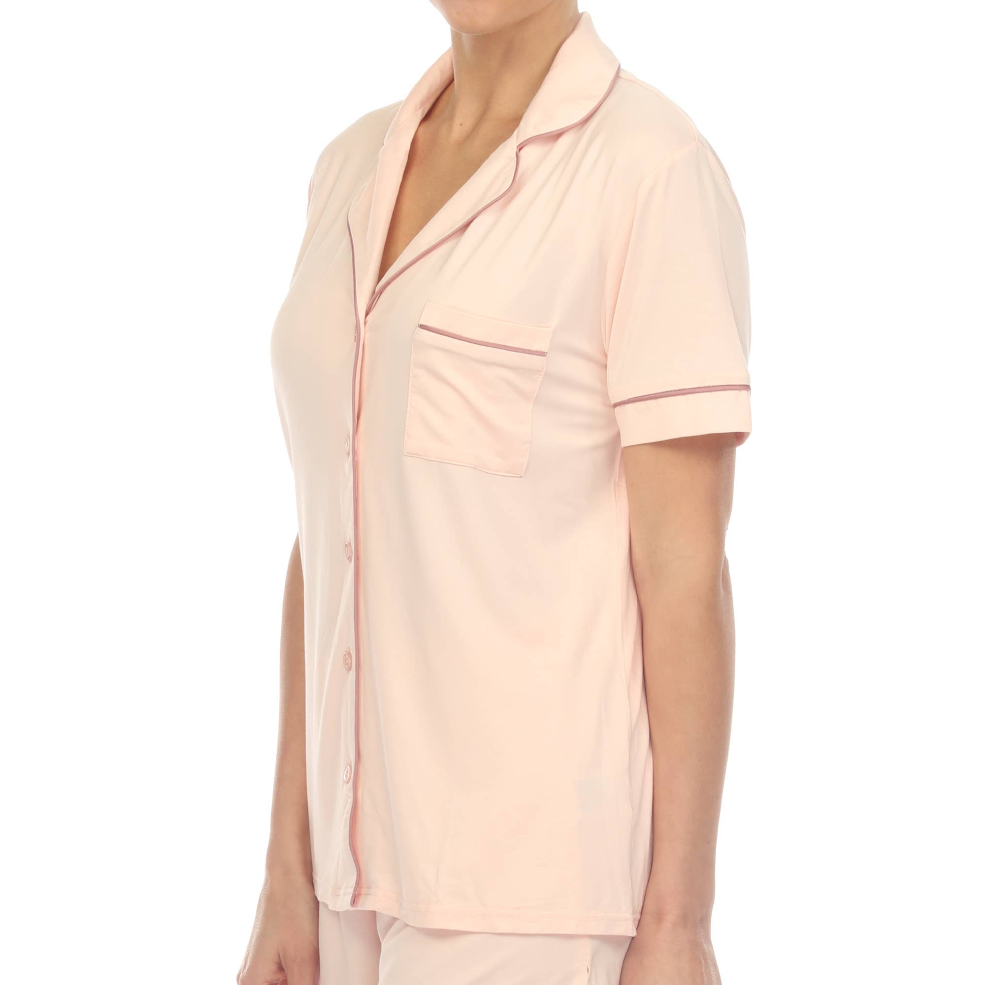 WHITE MARK - Vente Haut et bas de pyjama – femme - Ensemble de pyjama femme manches courtes en bambou16