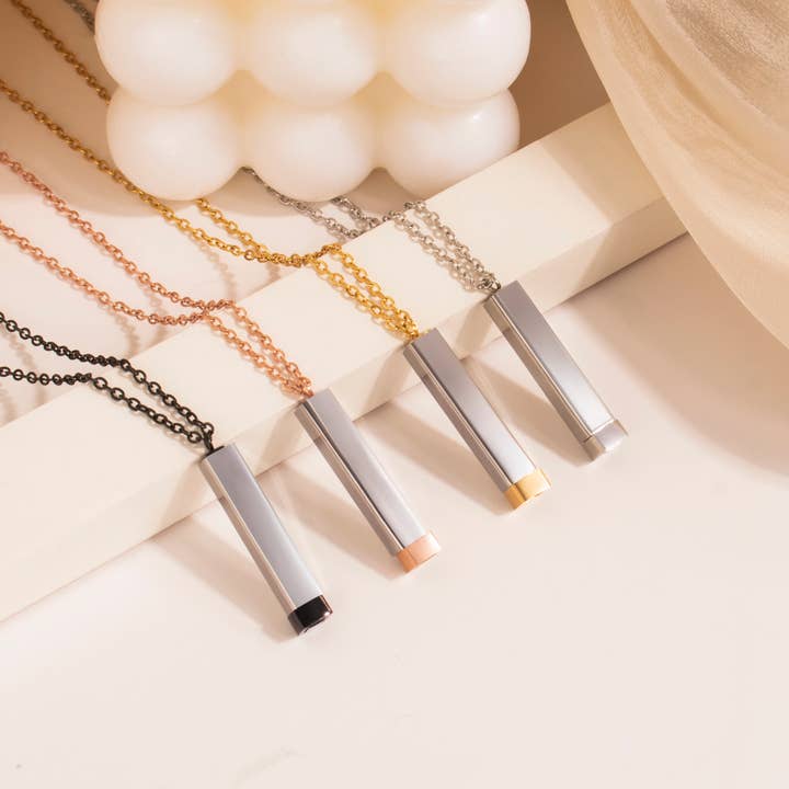 Collana in acciaio inossidabile a 4 lati con messaggio nascosto - Incisibile per la vendita all'ingrosso da parte di Anavia