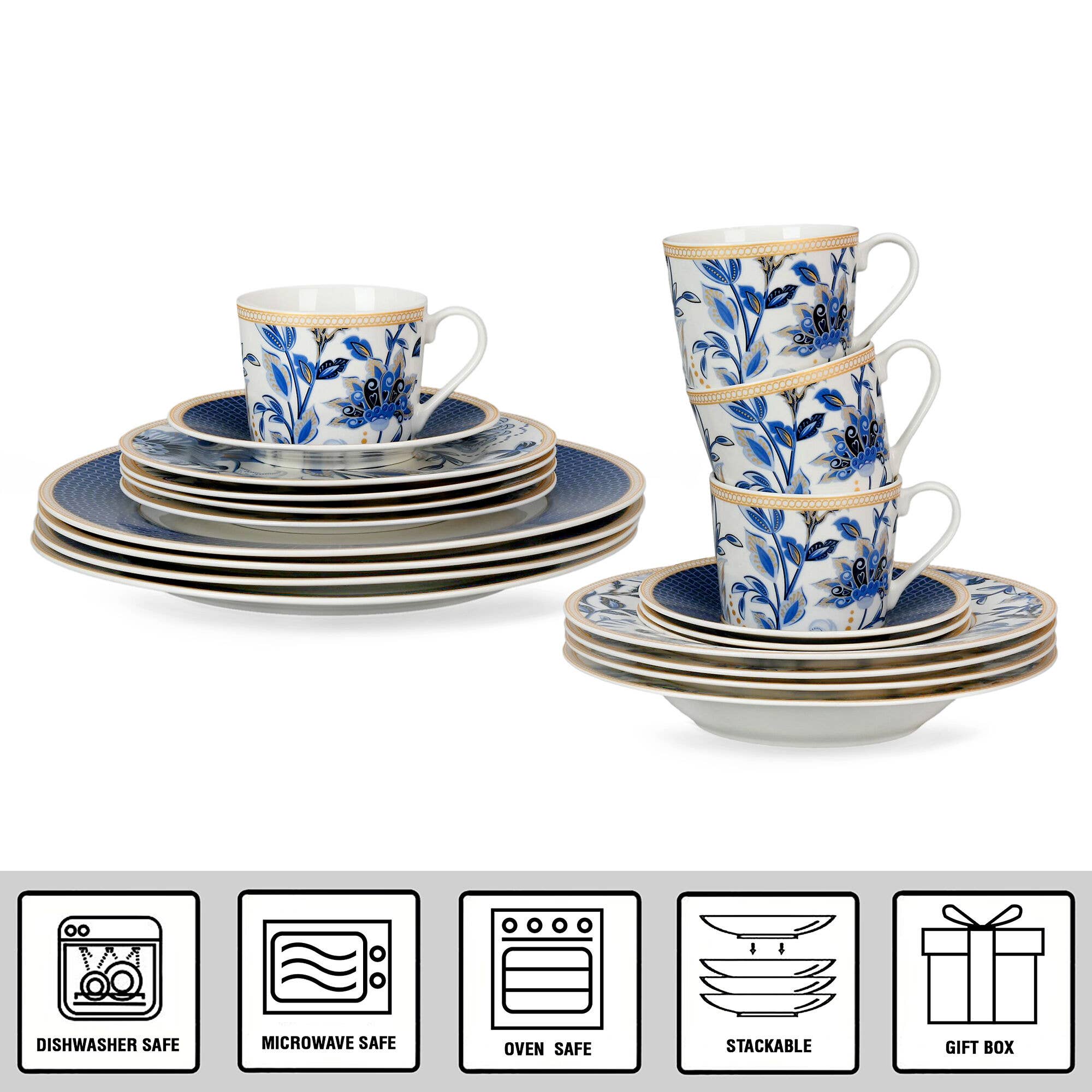 STP - Vente Service à vaisselle - Service de vaisselle en porcelaine Mélodie de Fleurs de 20 pièces pour 4 personnes.14