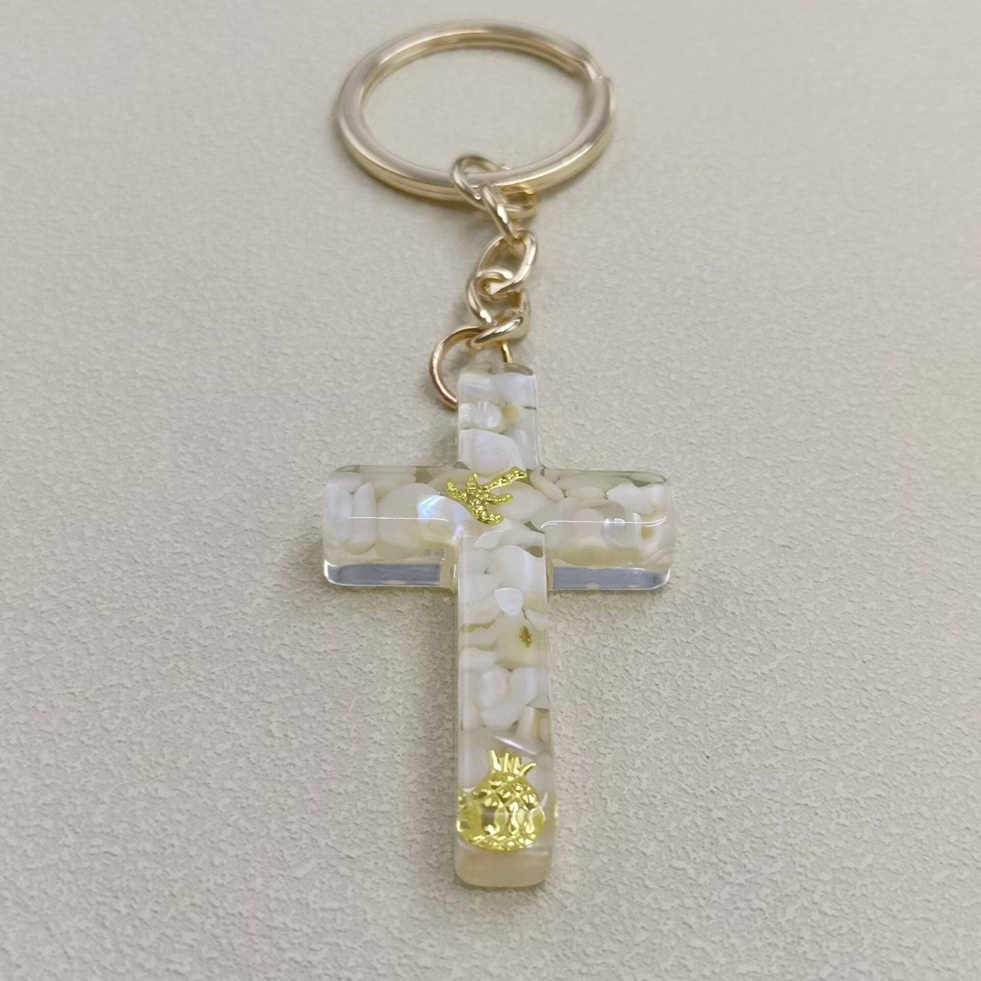 Mio Queena - Vente Porte-clés – femme - Porte-clés Ornements de Sac en Résine de Gravier Multi-style avec Breloque Croix0