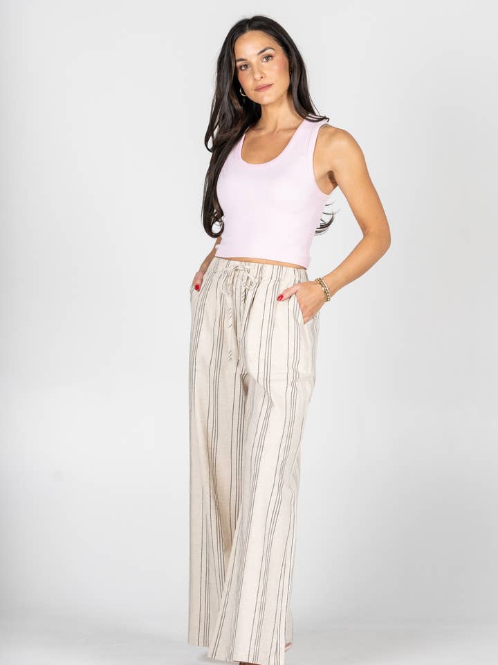 Pantaloni a Gamba Larga in Lino e Viscosa- CEP2513 per la vendita all'ingrosso da parte di C'est Moi Clothing Co