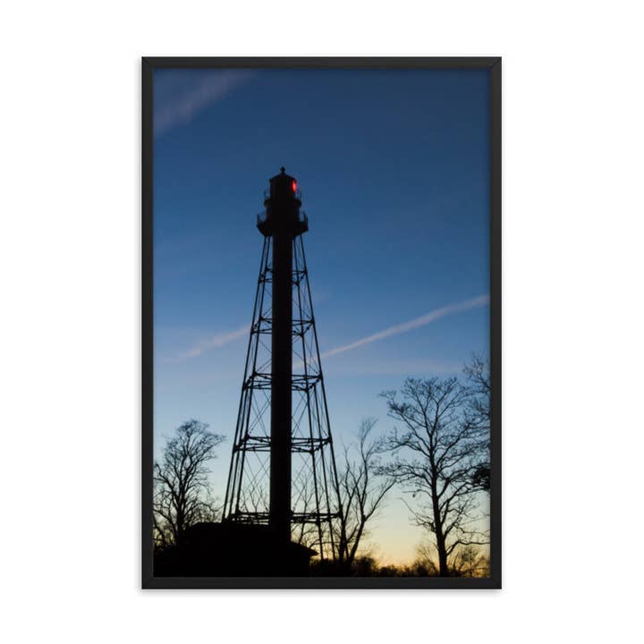 Tableau encadré en forme de paysage en forme de silhouette de phare arrière de Reedy Point pour la vente par Pipa Wall Art & Home Decor