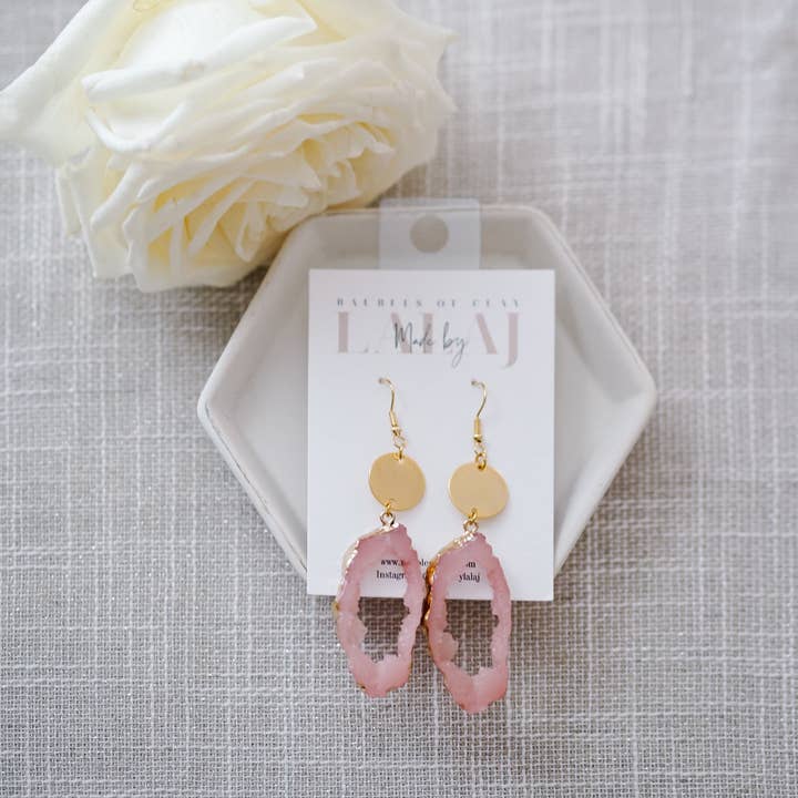 LEVY Boutique - Wholesale Dangle Earrings - Druzy Drops, Blush
