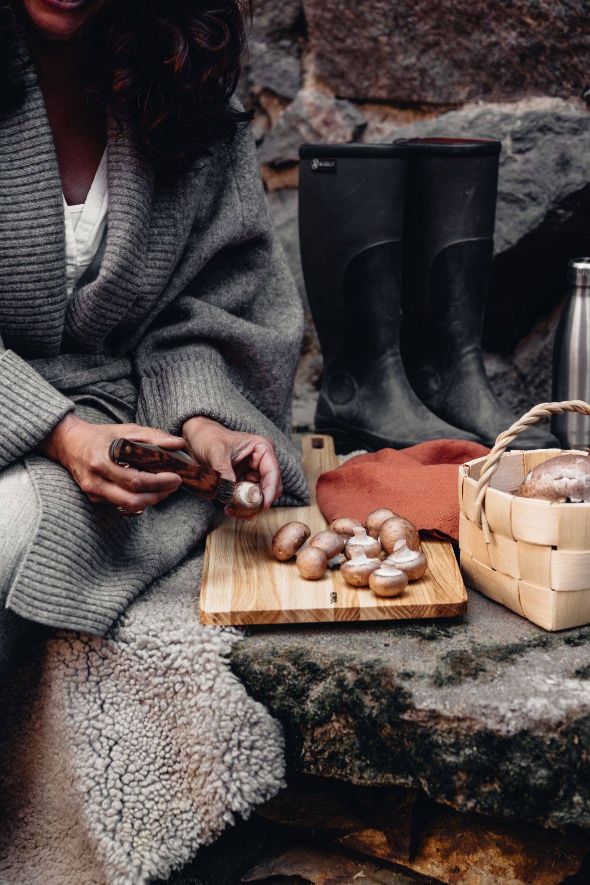 HEIROL - Vente Couteau de cuisine/multi-usage - Couteau pliant pour champignons avec étui ceinture4