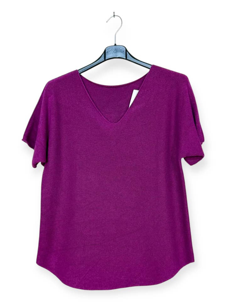 Lucky Nana - Wholesale Knit Top - Women's - AH 2203 - Soft Short-Sleeve Top2