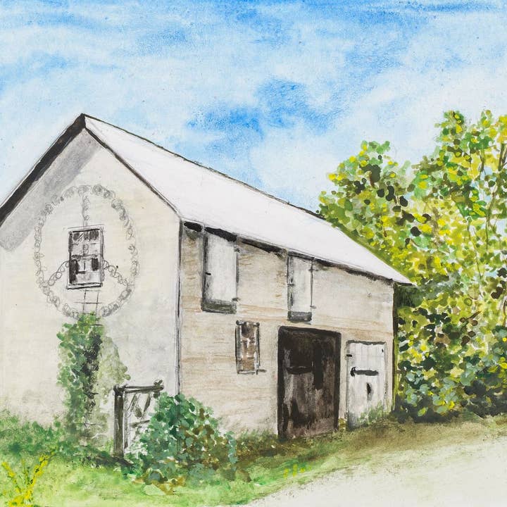 "Peaceful Barn" note card for wholesale by BrockLine Art