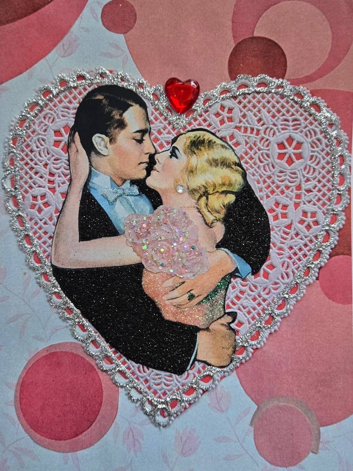 Carte romantique faite à la main, carte vintage de couple de stars de cinéma pour la vente par Erica DiPaolo Designs