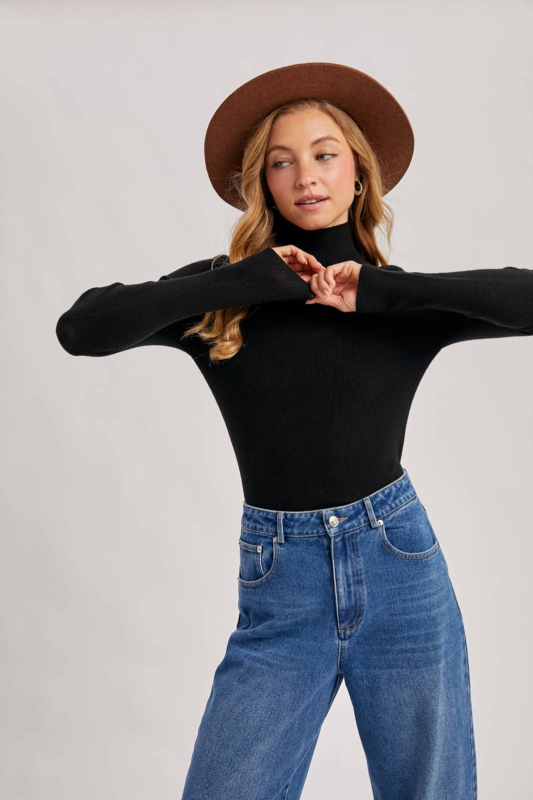 Bluivy - Wholesale Knit Sweater - Women's - WHOLEGARMENT MOCK NECK RIBBED KNIT SWEATER41