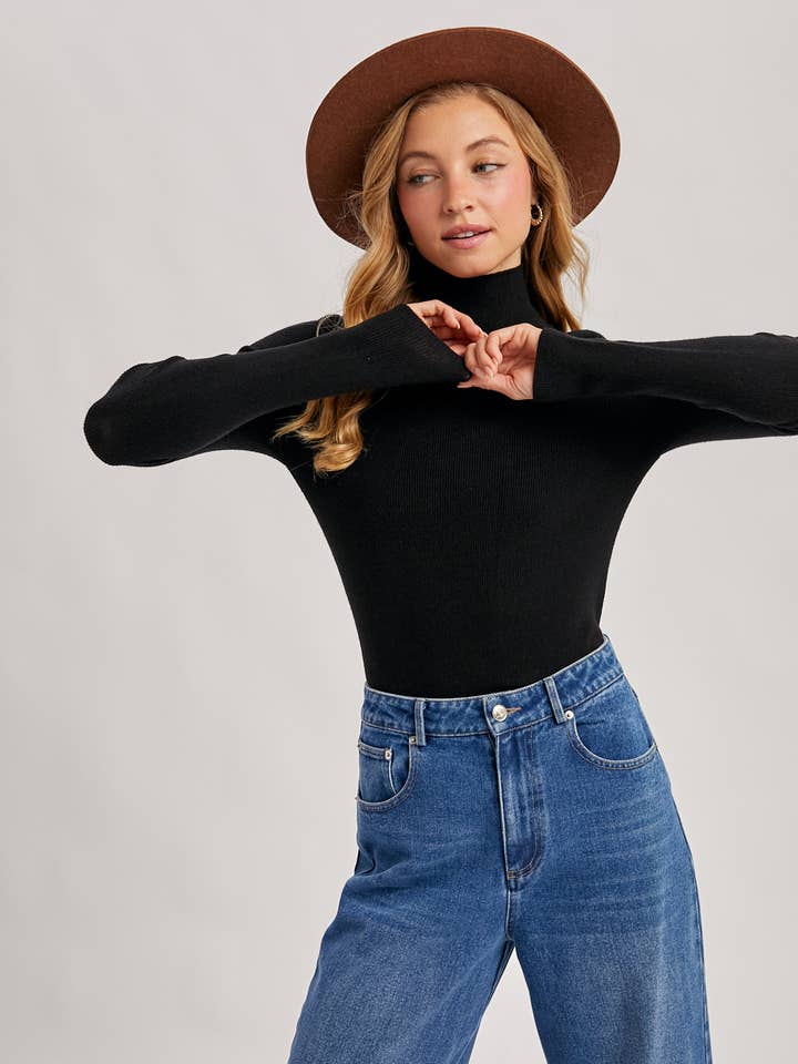 Bluivy - Wholesale Knit Sweater - Women's - WHOLEGARMENT MOCK NECK RIBBED KNIT SWEATER41