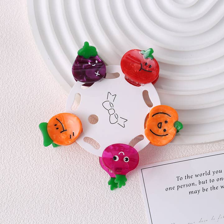 Mini Hair Clips set of 5 - Vagetable Friends for wholesale by Bewaltz