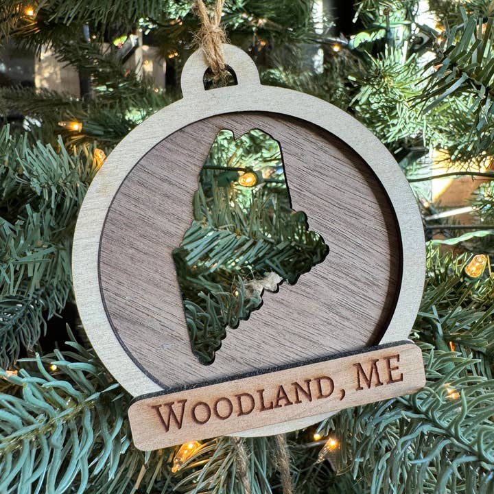 Personalized Hometown Ornament for wholesale by Creative Carpentry of Maine