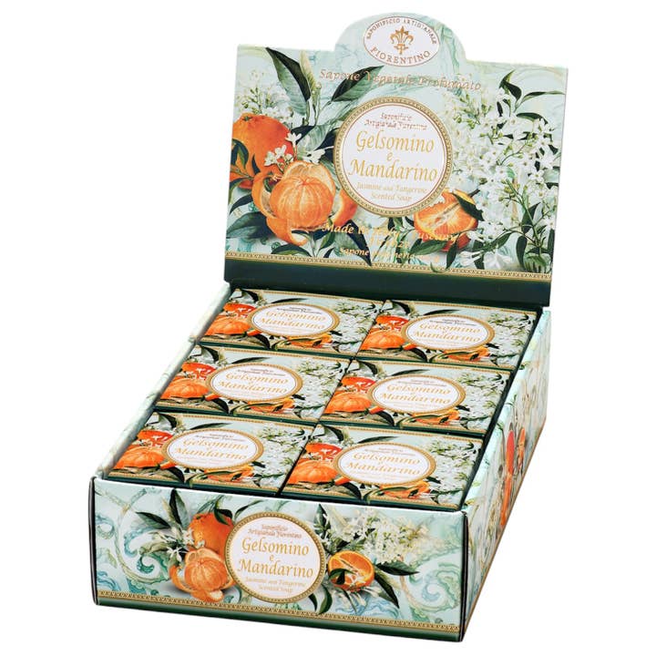 Jasmine and Tangerine 12-Piece Soap Display for wholesale by Gentil Scents