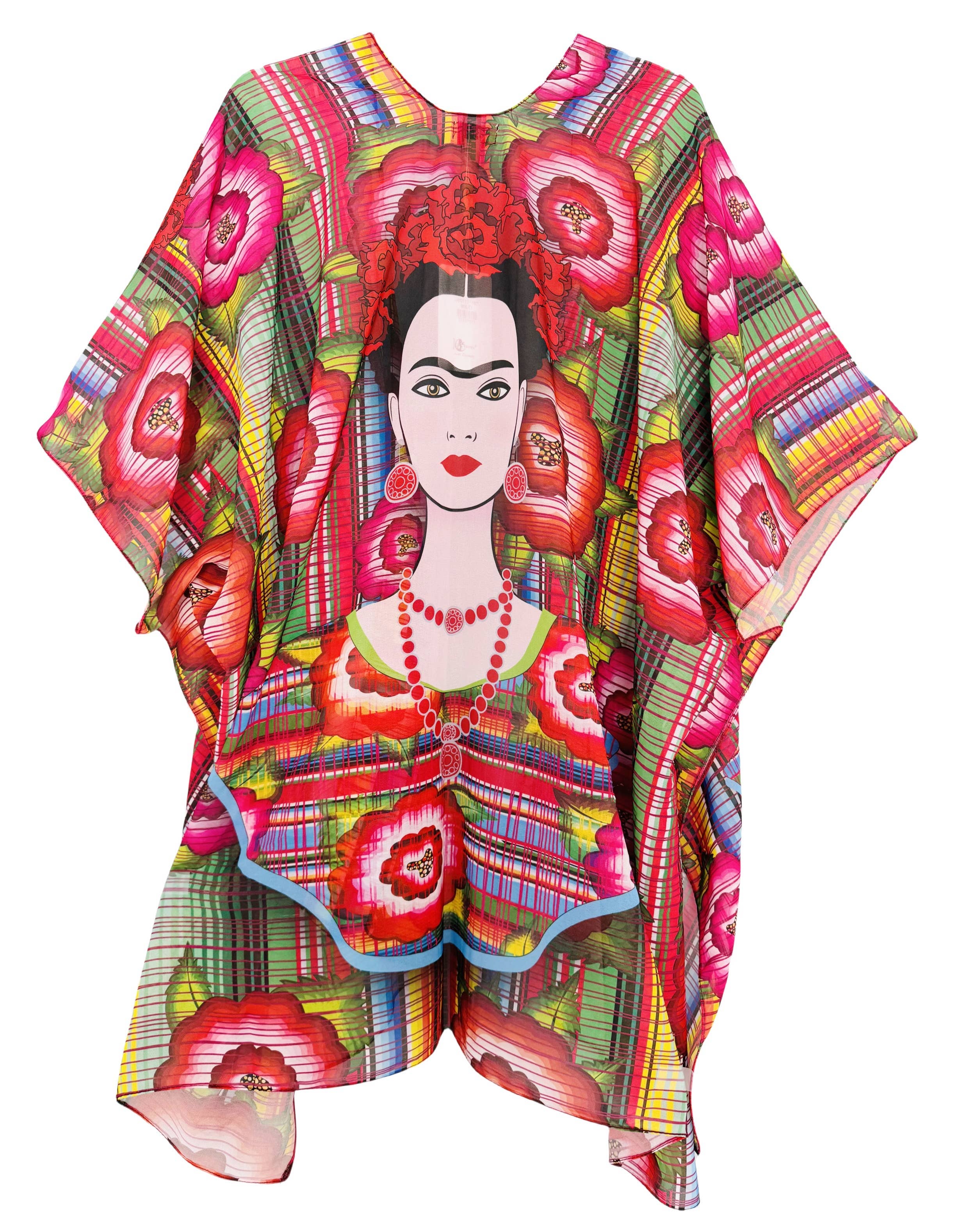 JC Sunny Fashion - Vente Kimono – femme - Kimono/Cache-maillot ouvert à l'avant, coloré et bohème inspiré de Frida0