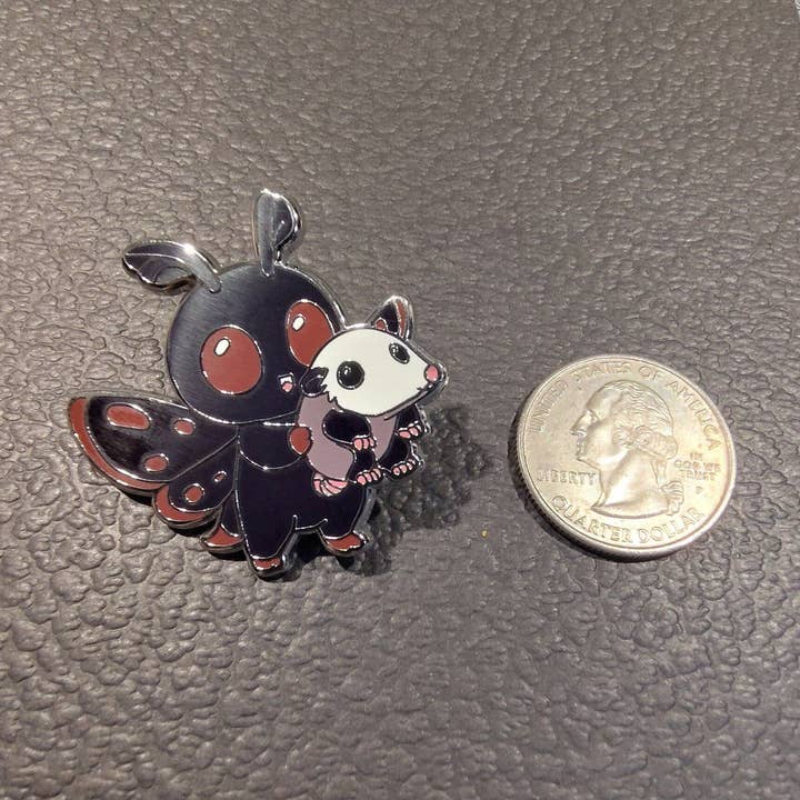 Mountain's Misfits - Wholesale Lapel Pin/Button - Mothman w/ Opossum Pin