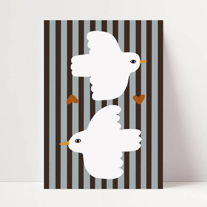 Kærlighedsduer | Blå Striber Print | UDEN RAMME for engroshandel hos SimplyExtraJordanary