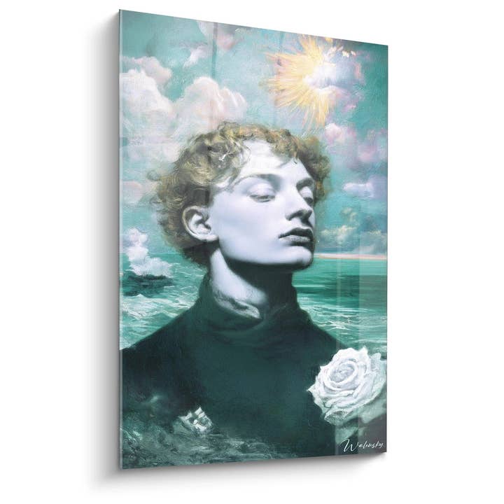 Tableau Homme Horizon Émeraude - édition préraphaélisme pour la vente par Walensky