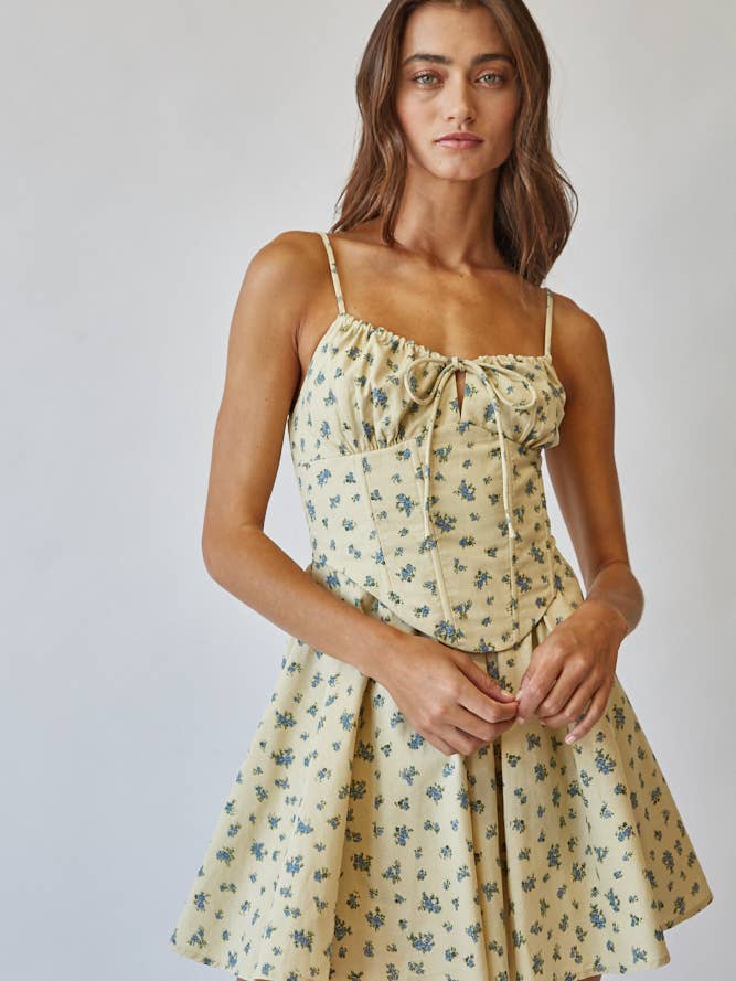 JD2489-Vestido Mini con Detalle de Corsé Floral y Lazo Frontal para venta al por mayor de Creamon