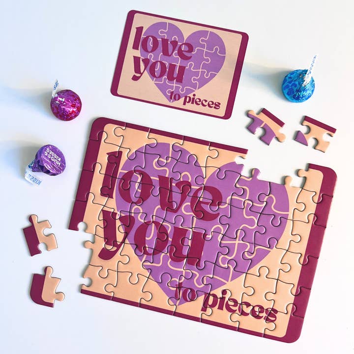 Love You To Pieces Postcard Puzzle for wholesale by Surf Shack Puzzles