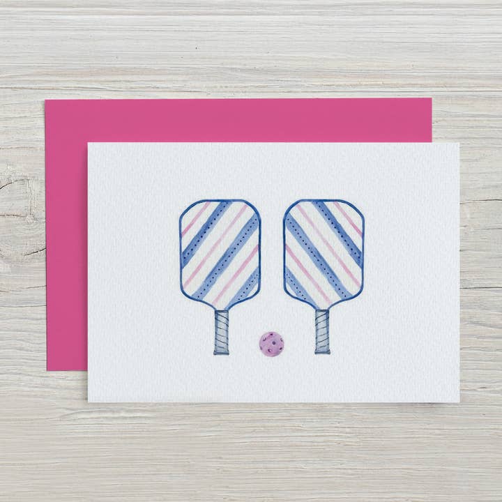 Pickleball Gift Enclosure Card (Blue/Pink) for wholesale by Waterline Studio