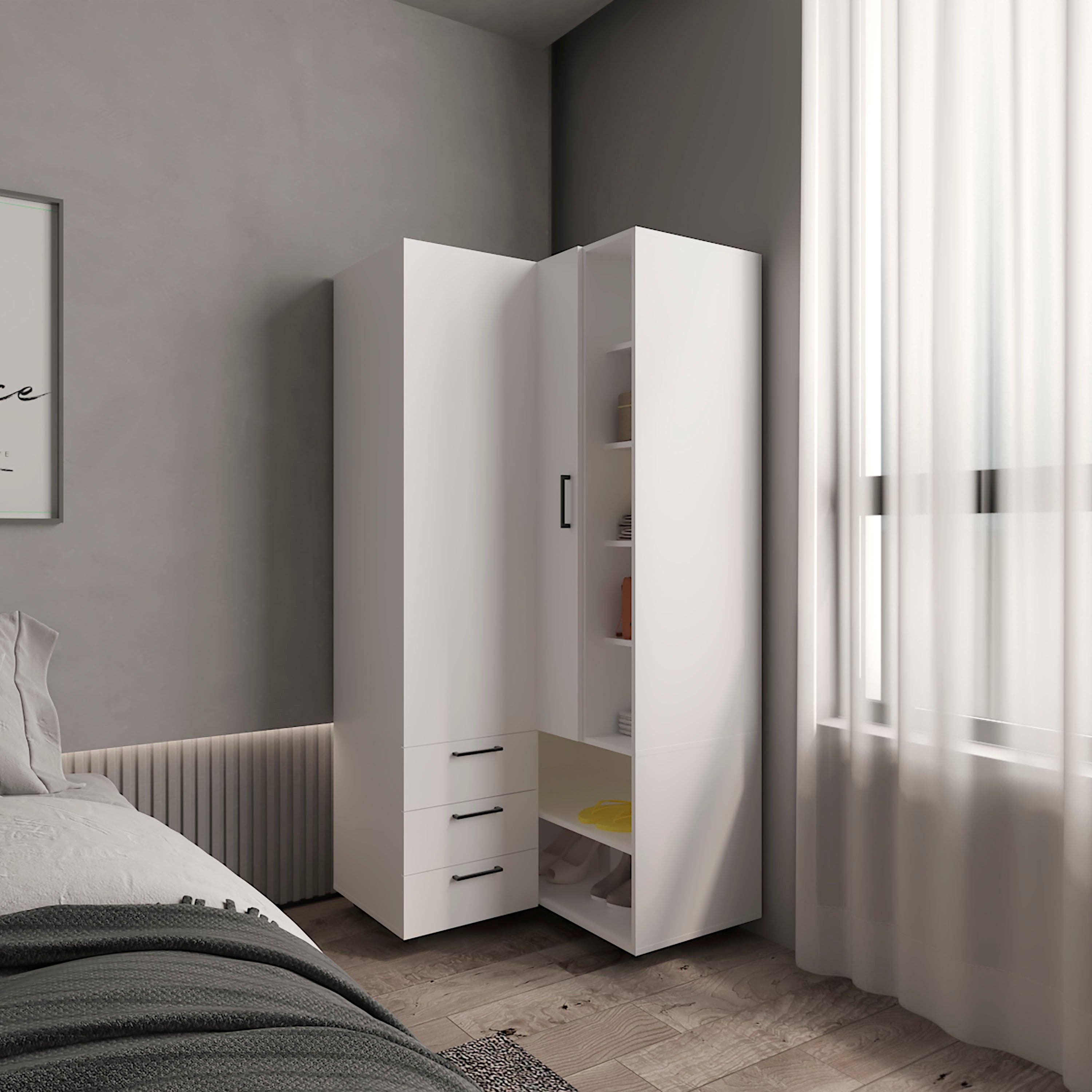 TUHOME FURNITURE - Wholesale Bedroom Furniture - Toulouse Corner Armoire With Double Doors And Interior Shelves, Space-Saving Wardrobe12
