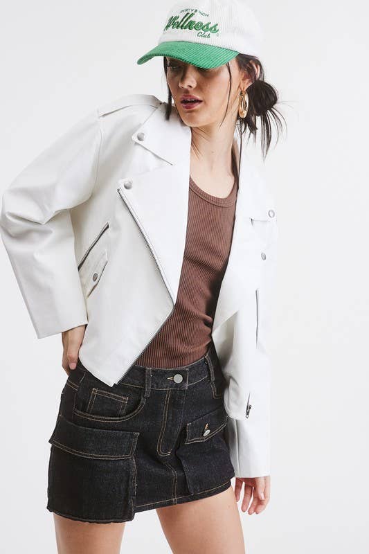 Mimosa - Wholesale Leather Jacket - Women's - Faux Soft Leather Biker Jacket with Front Zipper7