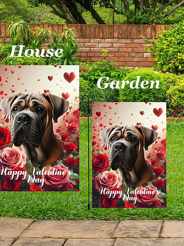 Cane Corso Fawn UnCropp - Valentine House Flag for wholesale by Best of Breed Products