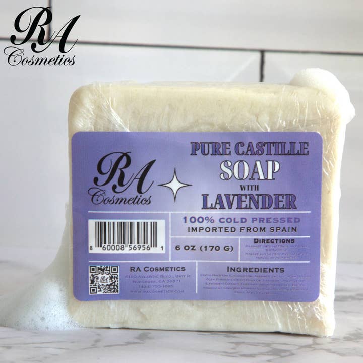 Pure Castille Bar Soap w/ Lavender - 6oz for wholesale by RA Cosmetics