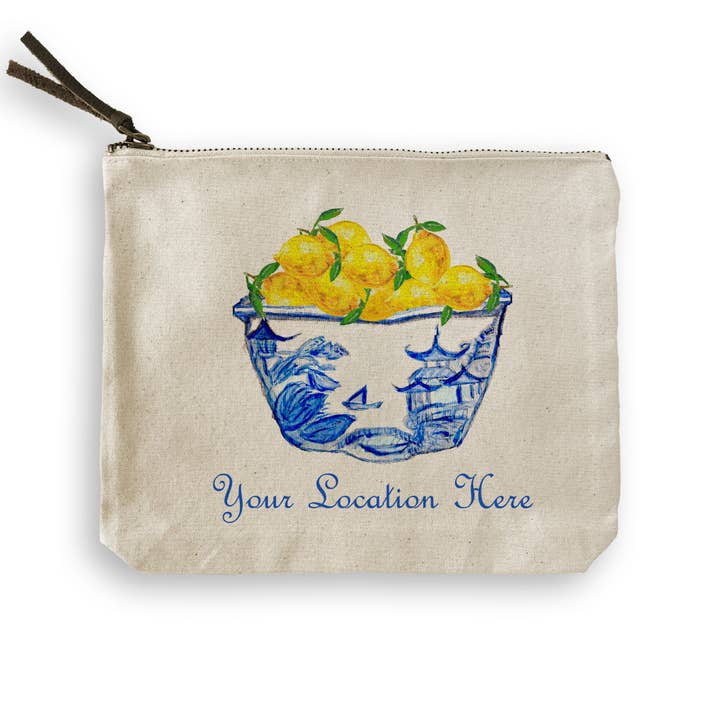 French Graffiti - Wholesale Tea Towel - Blue & White Bowl with Lemons and Location7